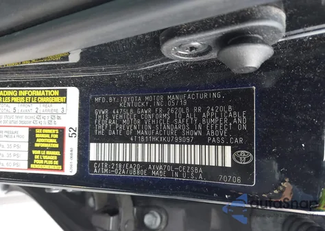 2019 Toyota Camry Se from USA, damaged, VIN 4T1B11HKXKU799097